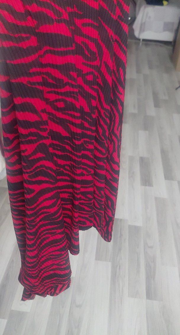 Kırmızı Zebra Desenli Drapeli Hamile Etek - Görsel 2