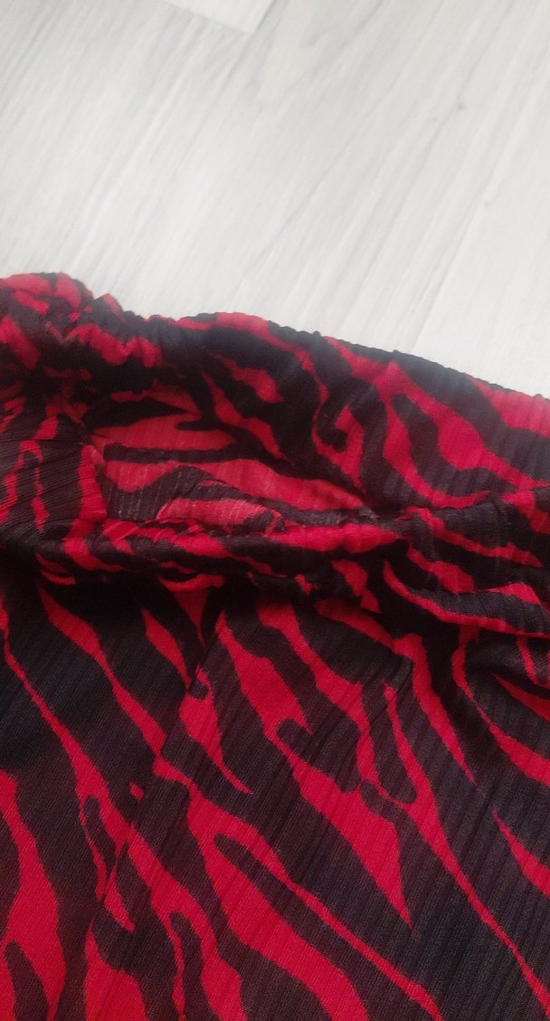 Kırmızı Zebra Desenli Drapeli Hamile Etek - Görsel 3