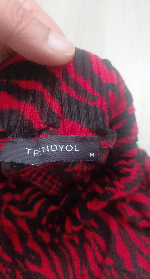 Kırmızı Zebra Desenli Drapeli Hamile Etek - Görsel 4