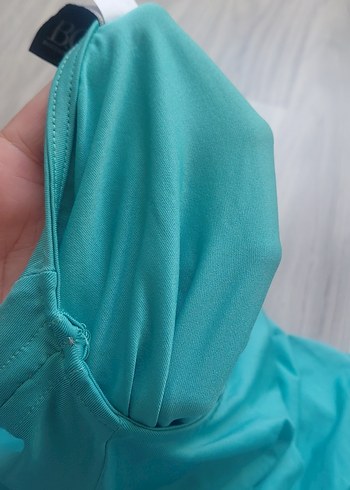 Turkuaz Keten Hamile Tişörtü, Kısa Kollu, Salaş - Görsel 5