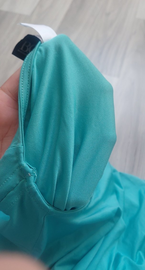 Turkuaz Keten Hamile Tişörtü, Kısa Kollu, Salaş - Görsel 5