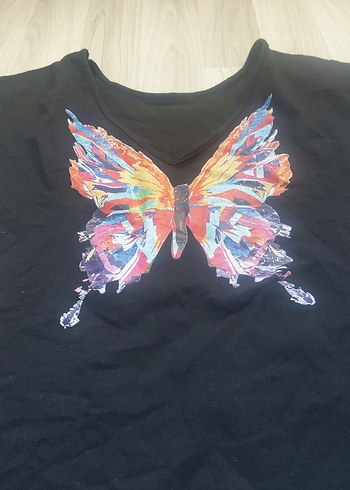 Siyah Keten Hamile Tişörtü, Kısa Kollu, Salaş - Görsel 2