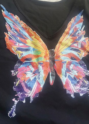 Siyah Keten Hamile Tişörtü, Kısa Kollu, Salaş - Görsel 4