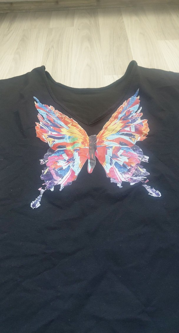 Siyah Keten Hamile Tişörtü, Kısa Kollu, Salaş - Görsel 2