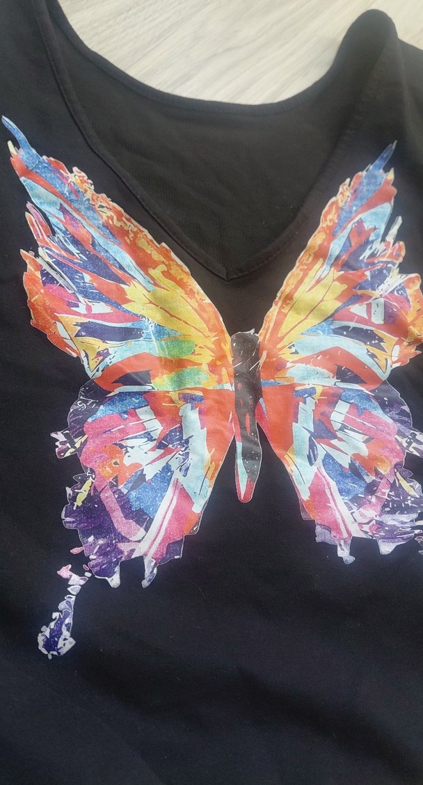 Siyah Keten Hamile Tişörtü, Kısa Kollu, Salaş - Görsel 4