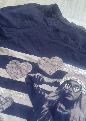 Kız Çocuk Lacivert Uzun Kollu Baskılı Tişört - Görsel 4