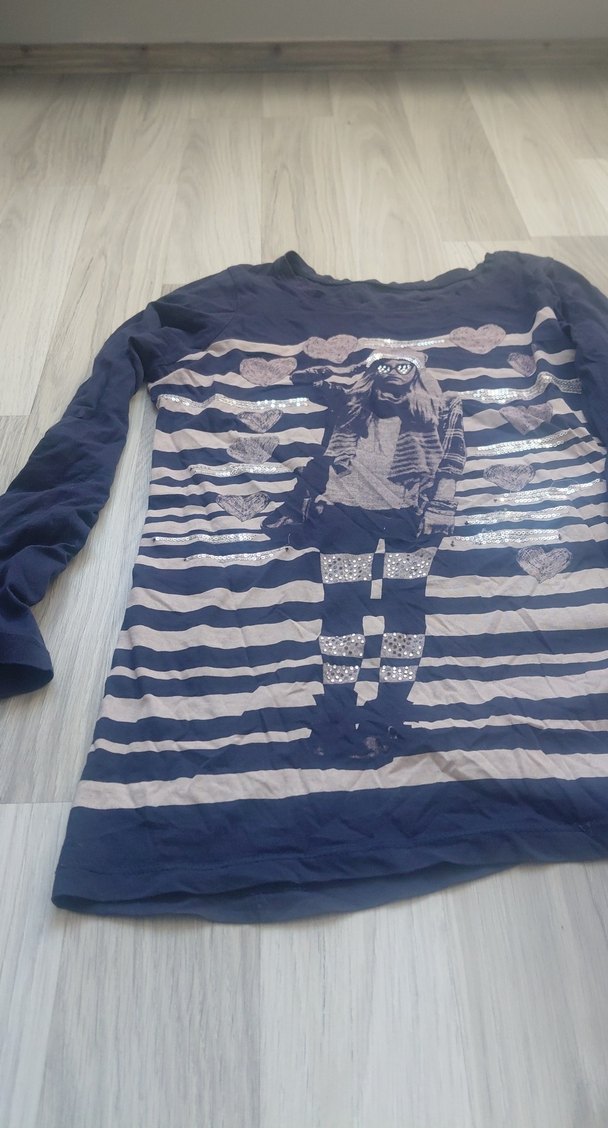 Kız Çocuk Lacivert Uzun Kollu Baskılı Tişört - Görsel 2