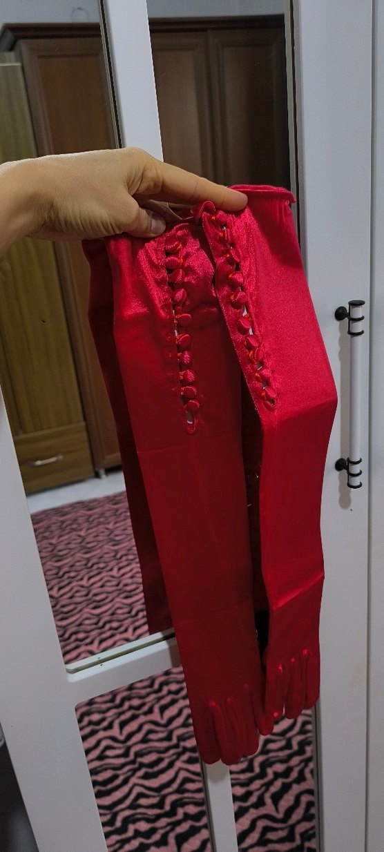 polyester kumaş eldiven 55 cm uzun vintiç model Türkiye'de yok - Görsel 2