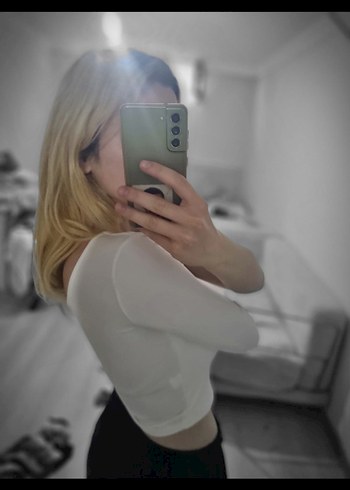 m Beden Beyaz Tek Omuz Crop Top