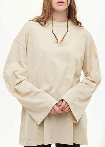 Bej Kadın Keten Sweatshirt