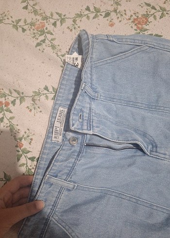 30 Beden Düğmeli Mavi Geniş Kesim Kadın Kot Pantolon