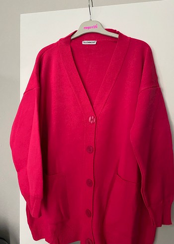 Düğmeli Pembe Midi Triko Hırka - Görsel 4