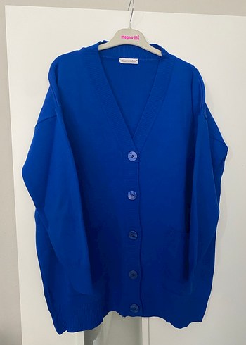 Mavi Örgü Kadın Hırka - Görsel 3