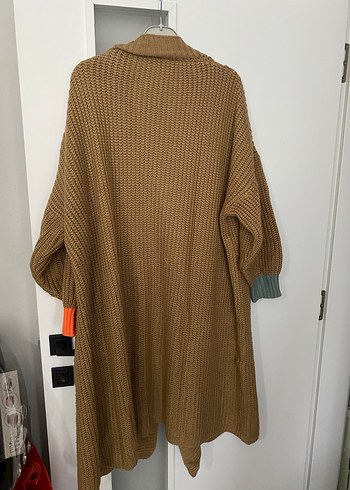 Uzun Örgü Kahverengi Kadın Hırka - Görsel 4