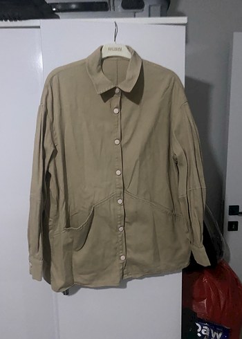 Bej Kadın Keten ceket Uzun Kollu - Görsel 2