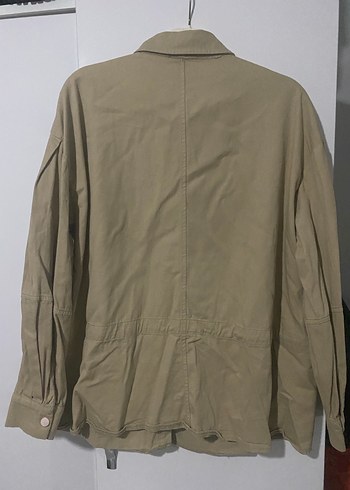 Bej Kadın Keten ceket Uzun Kollu - Görsel 4