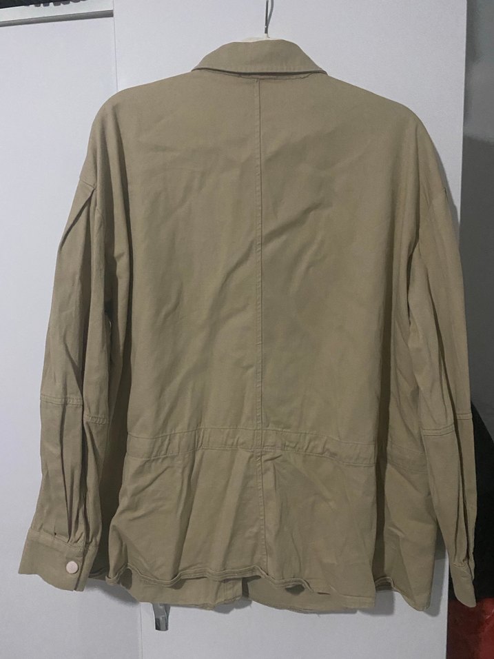 Bej Kadın Keten ceket Uzun Kollu - Görsel 4