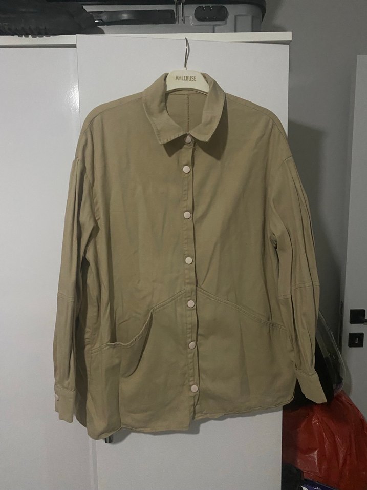 Bej Kadın Keten ceket Uzun Kollu - Görsel 3