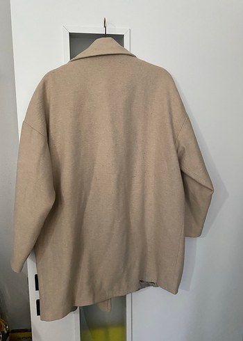 Düğmeli Krem Rengi Kadın Kaban - Görsel 7