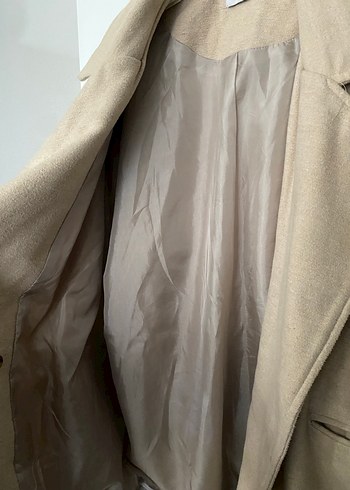 Düğmeli Krem Rengi Kadın Kaban - Görsel 8