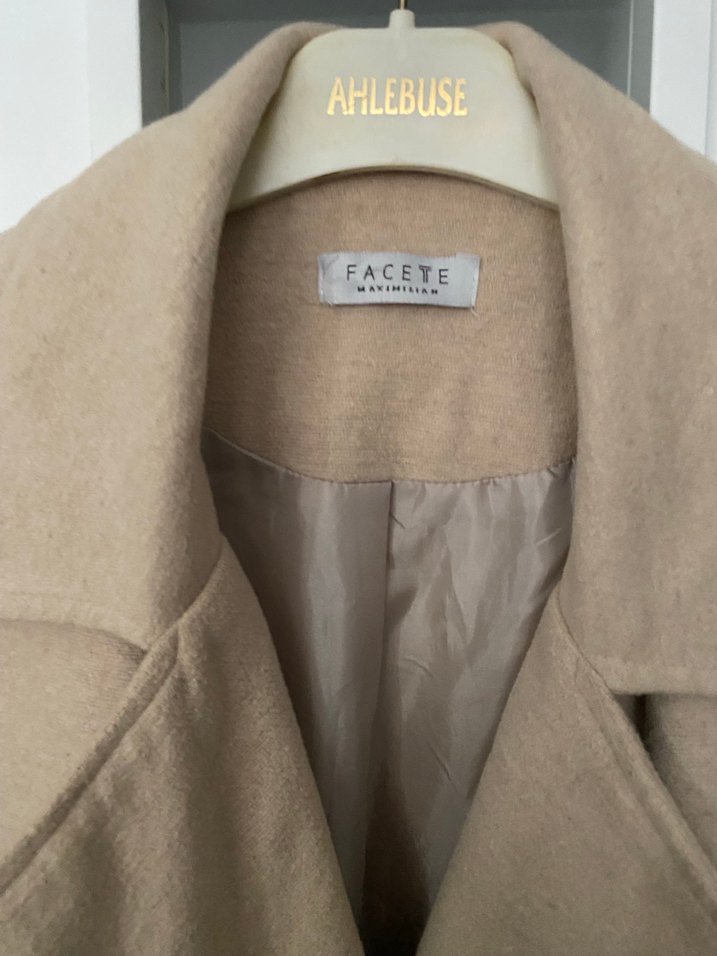 Düğmeli Krem Rengi Kadın Kaban - Görsel 5