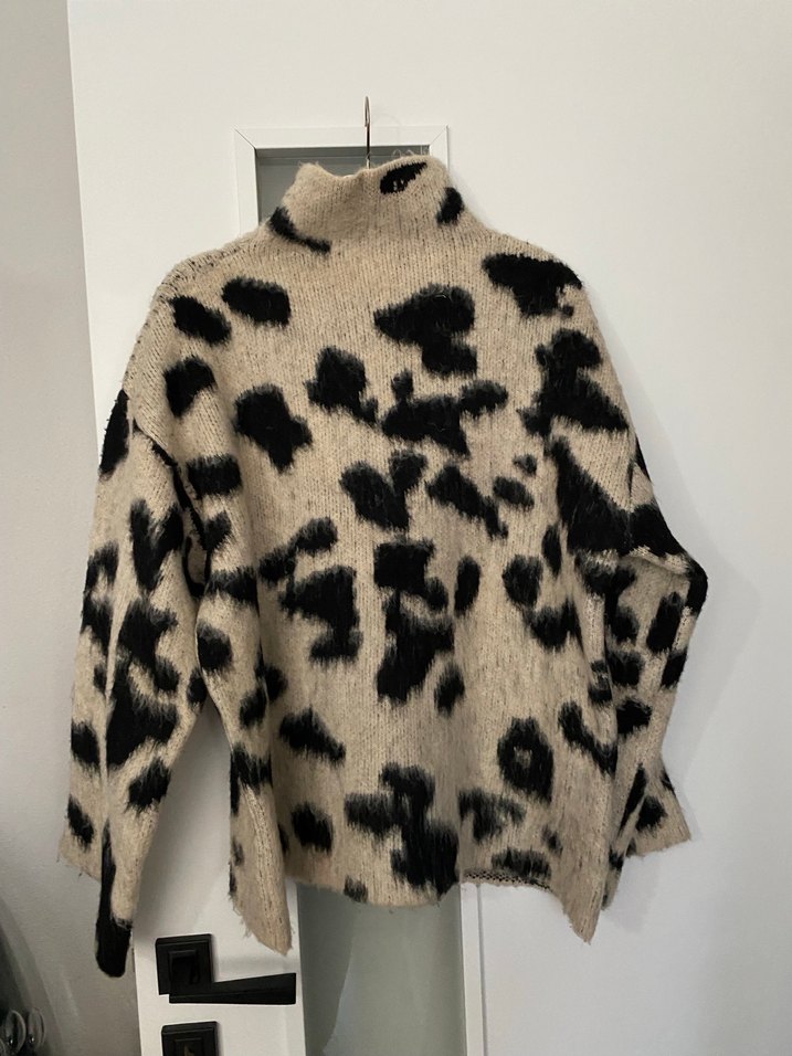 Leopar Desenli Boğazlı Kadın Kazak - Görsel 5