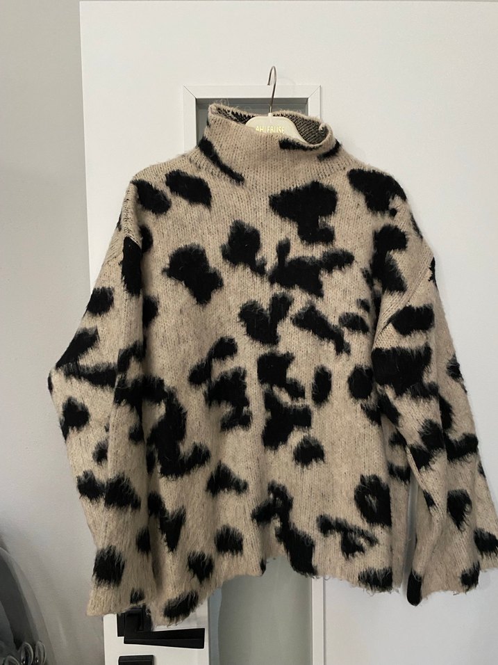 Leopar Desenli Boğazlı Kadın Kazak - Görsel 2