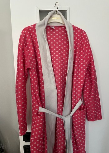 Uzun Kollu Pembe Kadın Sabahlık - Görsel 3