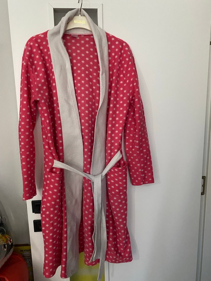 Uzun Kollu Pembe Kadın Sabahlık - Görsel 2