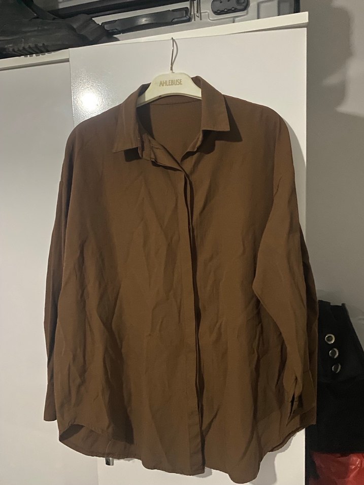 Kadın kahverengi Uzun Kollu Gömlek - Görsel 3