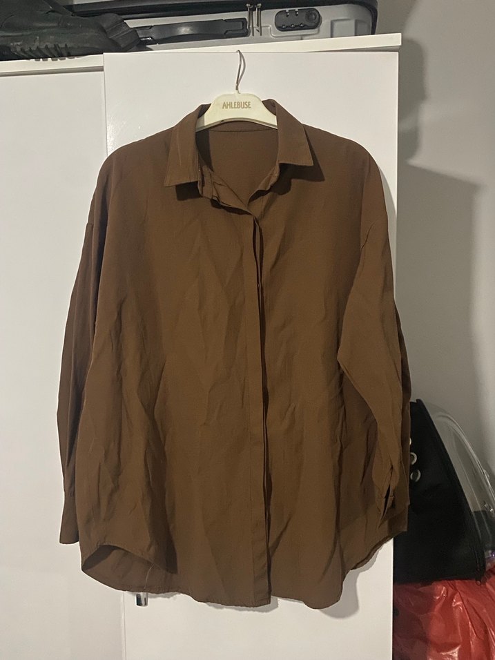 Kadın kahverengi Uzun Kollu Gömlek - Görsel 2