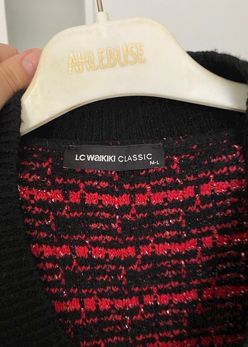 Kırmızı Kareli V Yaka Örgü Süveter - Görsel 6