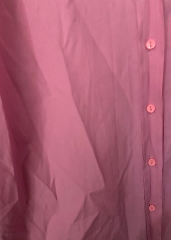 Pembe Uzun Kollu Düğmeli Kadın Gömlek - Görsel 3