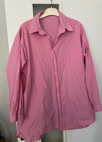 Pembe Uzun Kollu Düğmeli Kadın Gömlek - Görsel 4