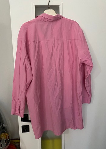 Pembe Uzun Kollu Düğmeli Kadın Gömlek - Görsel 5