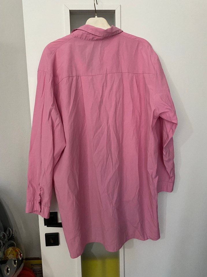 Pembe Uzun Kollu Düğmeli Kadın Gömlek - Görsel 5