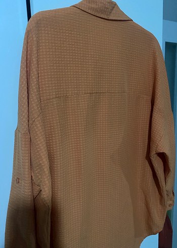 Turuncu Düğmeli Uzun Kollu Kadın Gömlek - Görsel 4