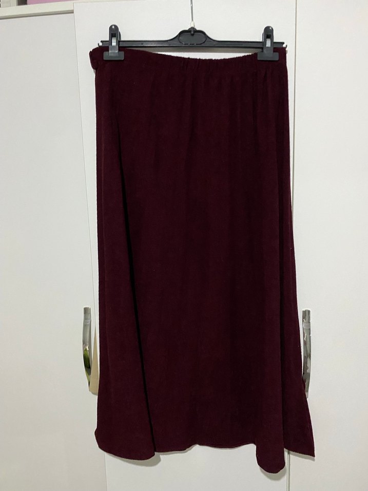 Bordo Kadın Uzun Süet Etek - Görsel 5