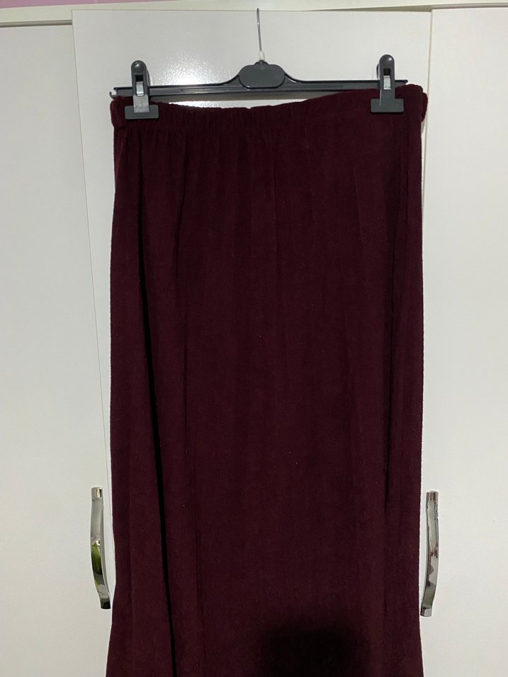 Bordo Kadın Uzun Süet Etek - Görsel 3