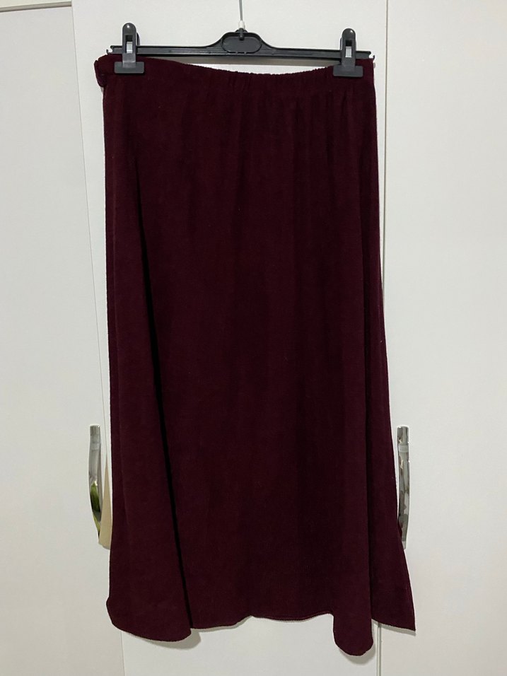 Bordo Kadın Uzun Süet Etek - Görsel 4