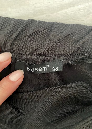 38 Beden Kadın Siyah Midi Kumaş Pantolon Kuşaklı