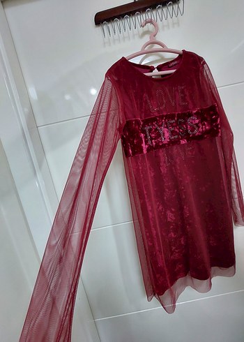 Bordo Kız Bluz, Kolsuz, Bağlama Desenli - Görsel 4