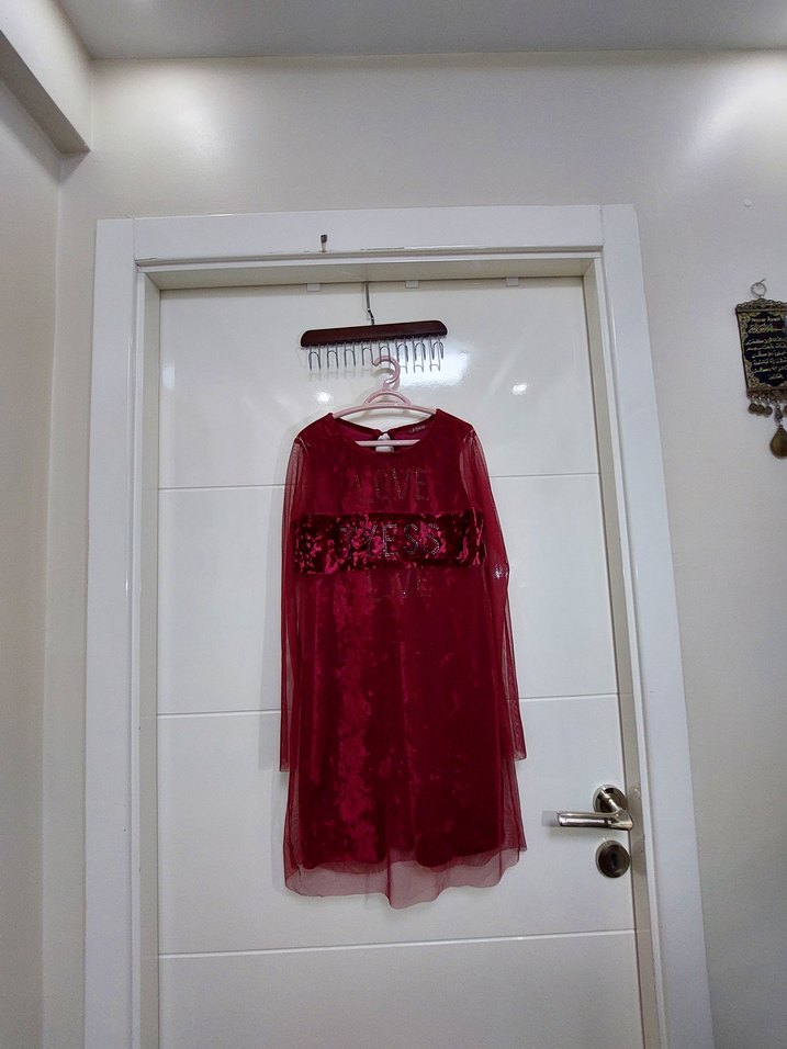 Bordo Kız Bluz, Kolsuz, Bağlama Desenli - Görsel 2