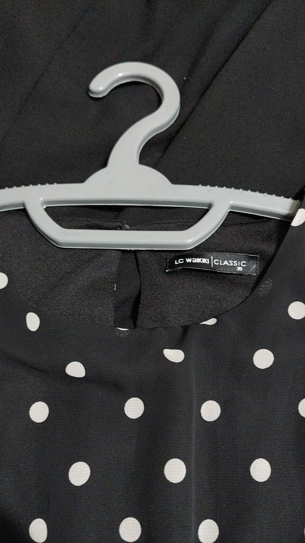 Siyah Puantiyeli Uzun Kollu Midi Elbise - Görsel 4