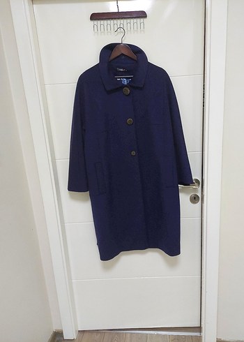 Düğmeli Lacivert Desenli Hamile Kabanı - Görsel 2