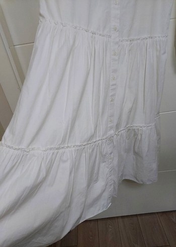 Koton Beyaz Keten Düğmeli Kadın Gömlek - Görsel 4