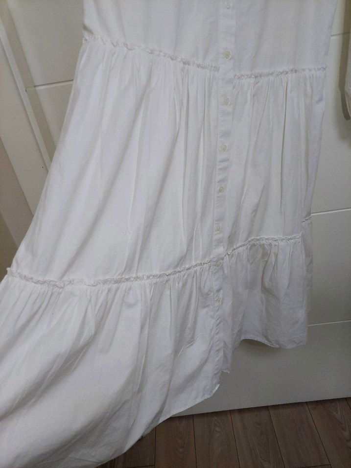 Koton Beyaz Keten Düğmeli Kadın Gömlek - Görsel 4