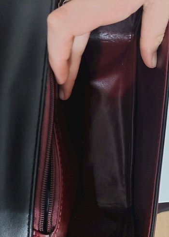 Zincir Detaylı Siyah Deri Kadın Çanta - Görsel 5