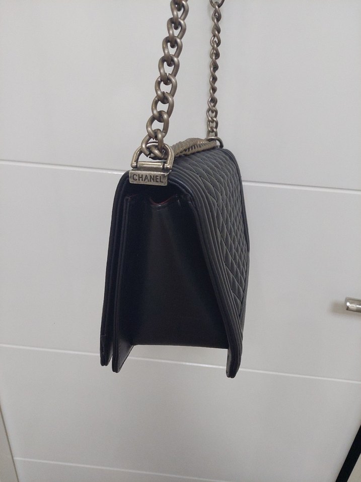 Zincir Detaylı Siyah Deri Kadın Çanta - Görsel 3