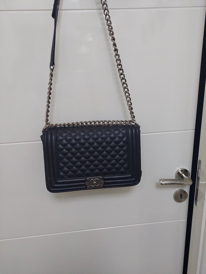 Zincir Detaylı Siyah Deri Kadın Çanta - Görsel 2